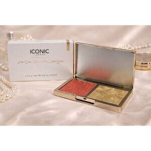 ICONIC London Silk Glow Duo Coral Glow Blush & Highlighter Compact NEW